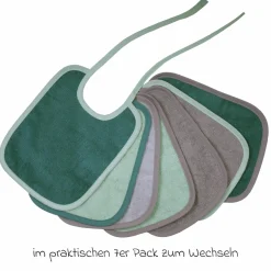 Binde-Lätzchen 7er Pack 20 x 25 cm - Grün-Grau