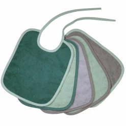 Binde-Lätzchen 5er Pack 25 x 30 cm - Grün-Grau
