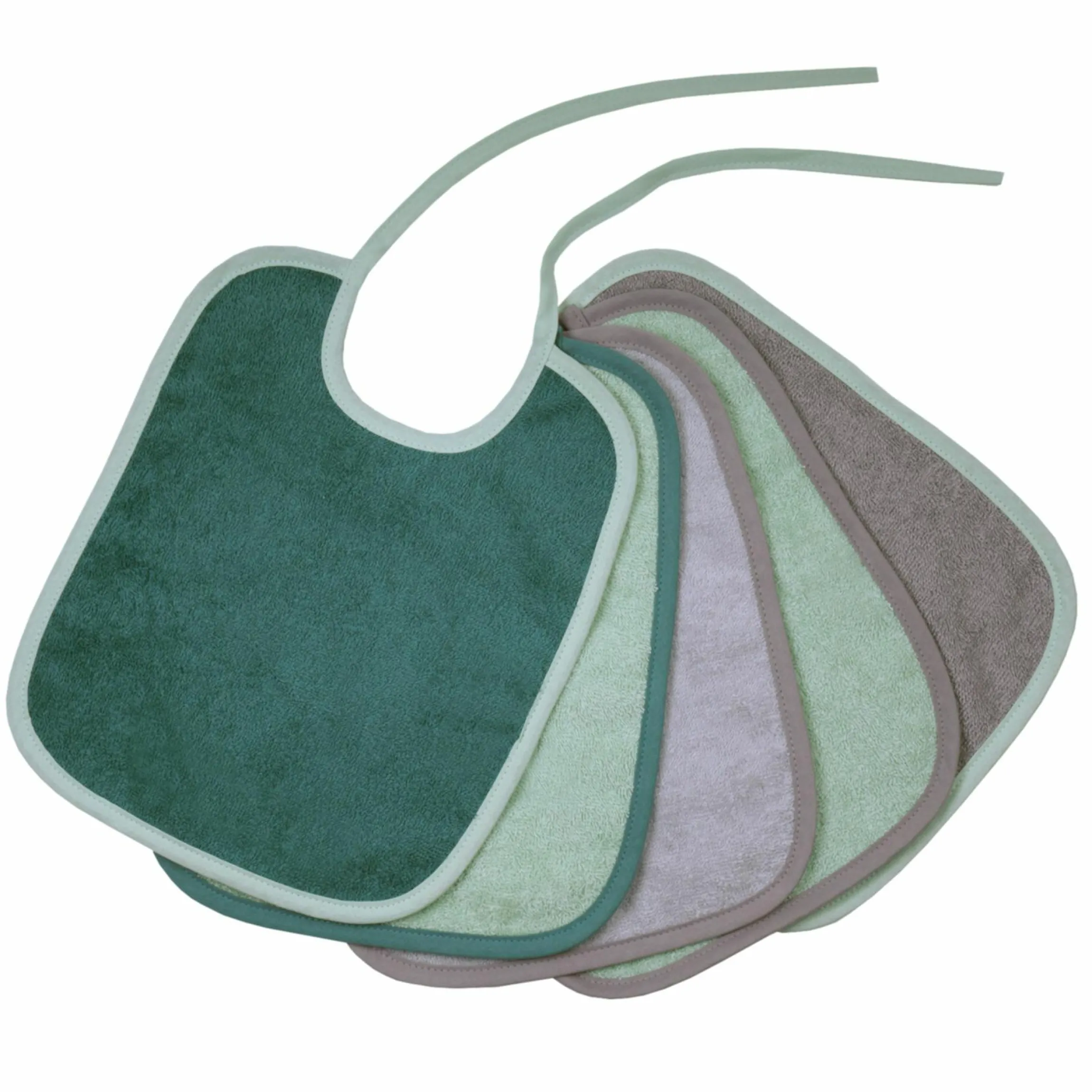 Binde-Lätzchen 5er Pack 25 x 30 cm - Grün-Grau