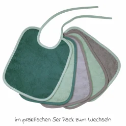 Binde-Lätzchen 5er Pack 25 x 30 cm - Grün-Grau