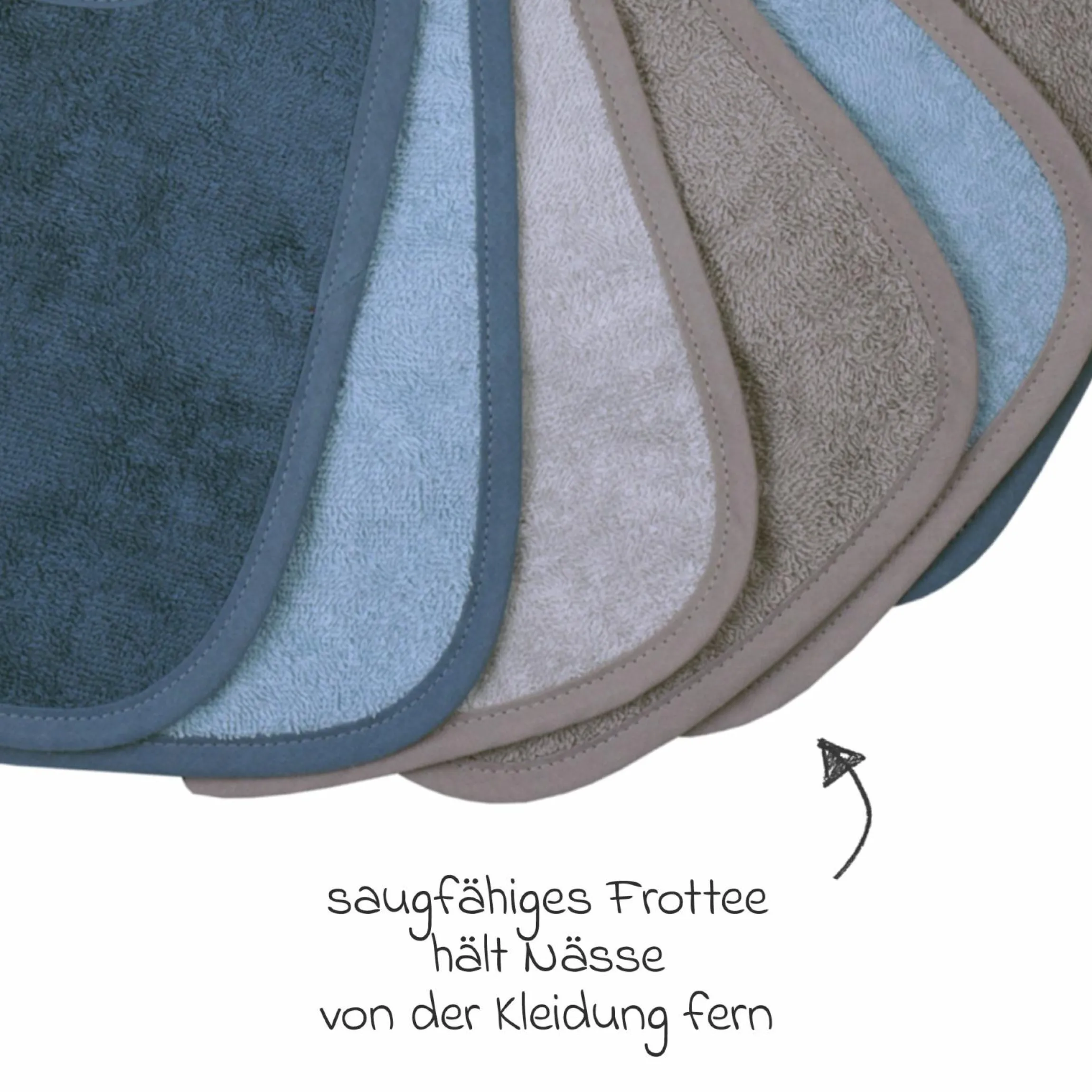 Binde-Lätzchen 7er Pack 20 x 25 cm - Stahlblau-Grau