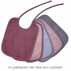 Binde-Lätzchen 5er Pack 25 x 30 cm - Altrosa-Grau