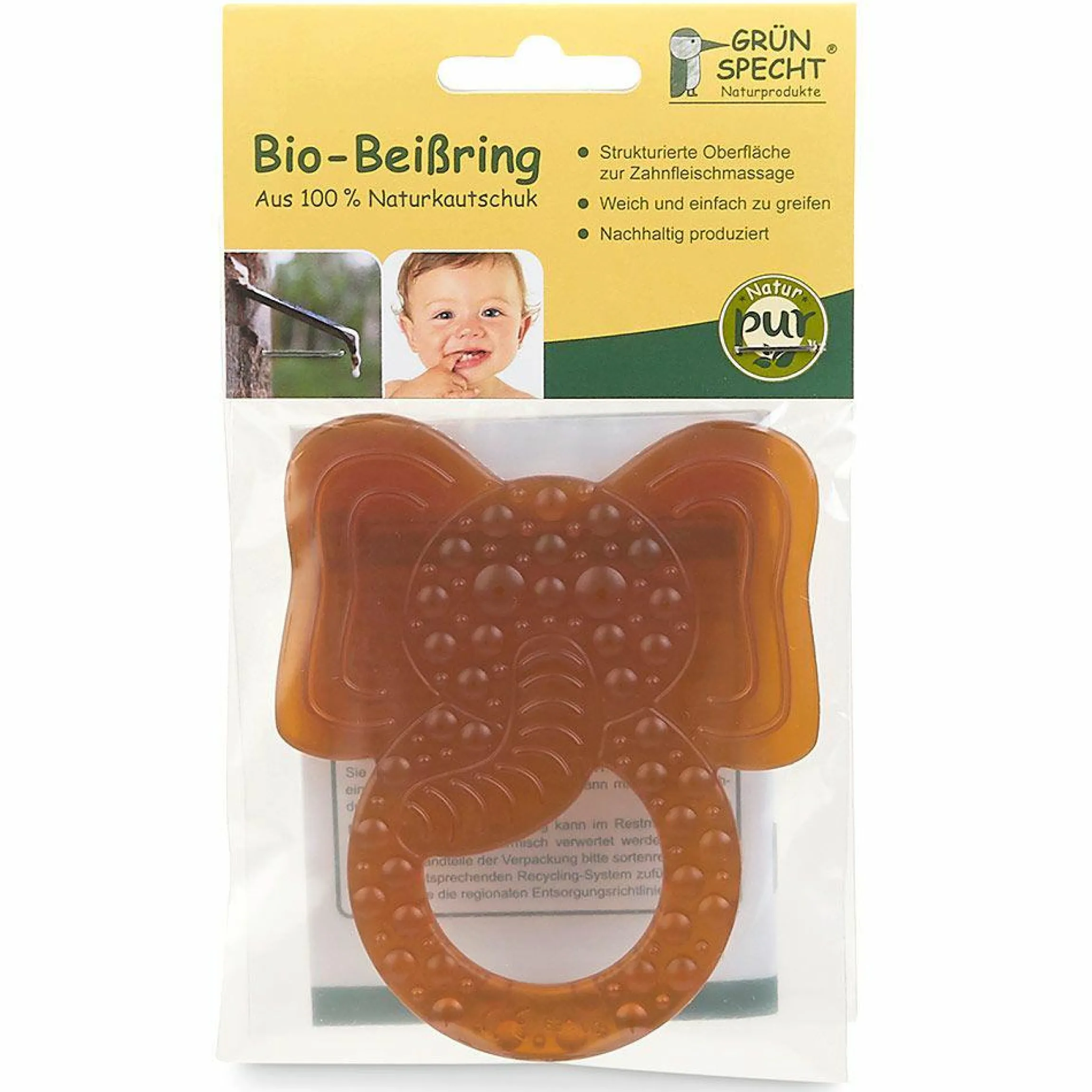 Bio-Beißring aus Naturkautschuk - Elefant