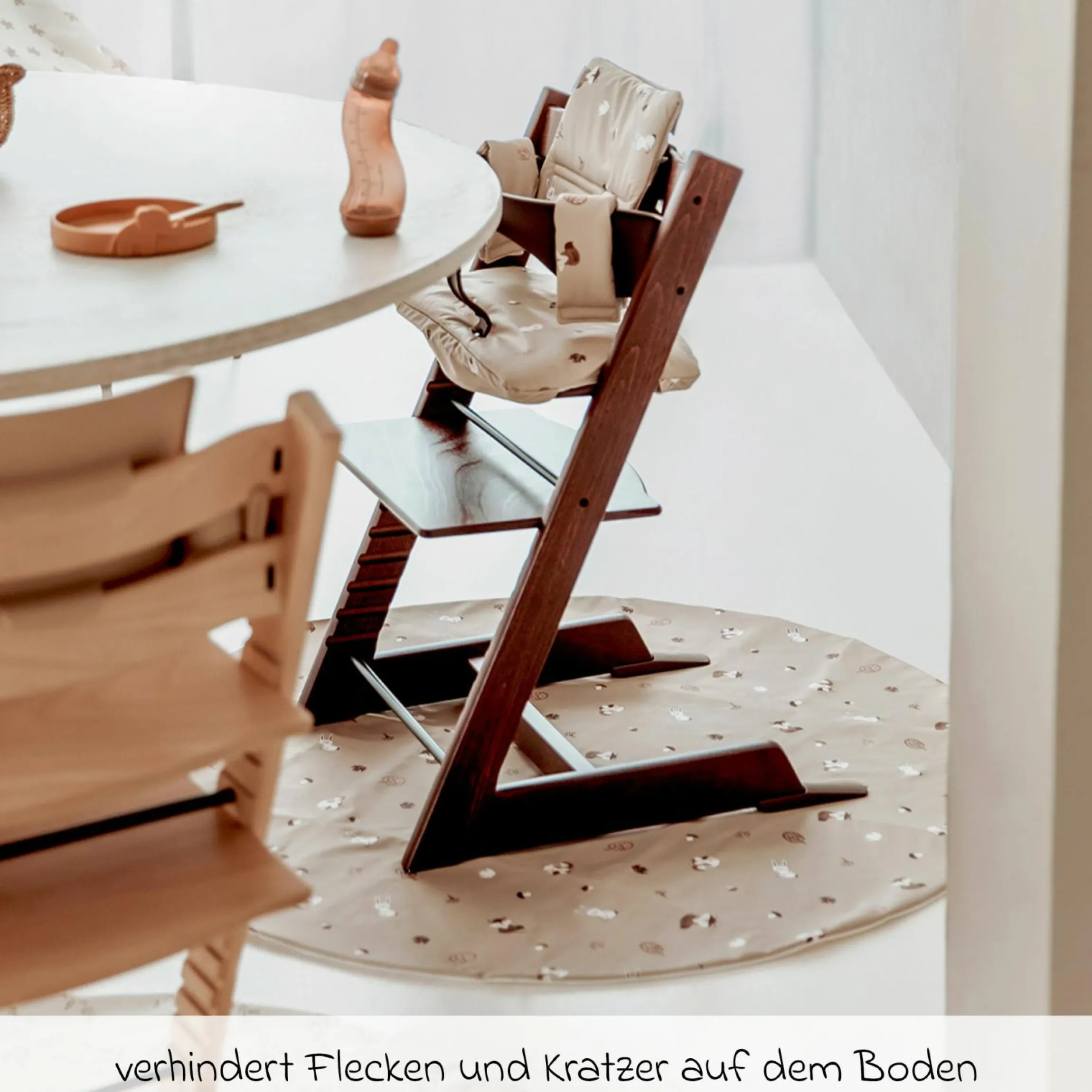 Bodenmatte / Schutzunterlage für Hochstuhl Ø 110 cm - Forest Animals