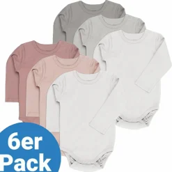 Body Langarm 6er Pack - Beere Grau - Gr. 98