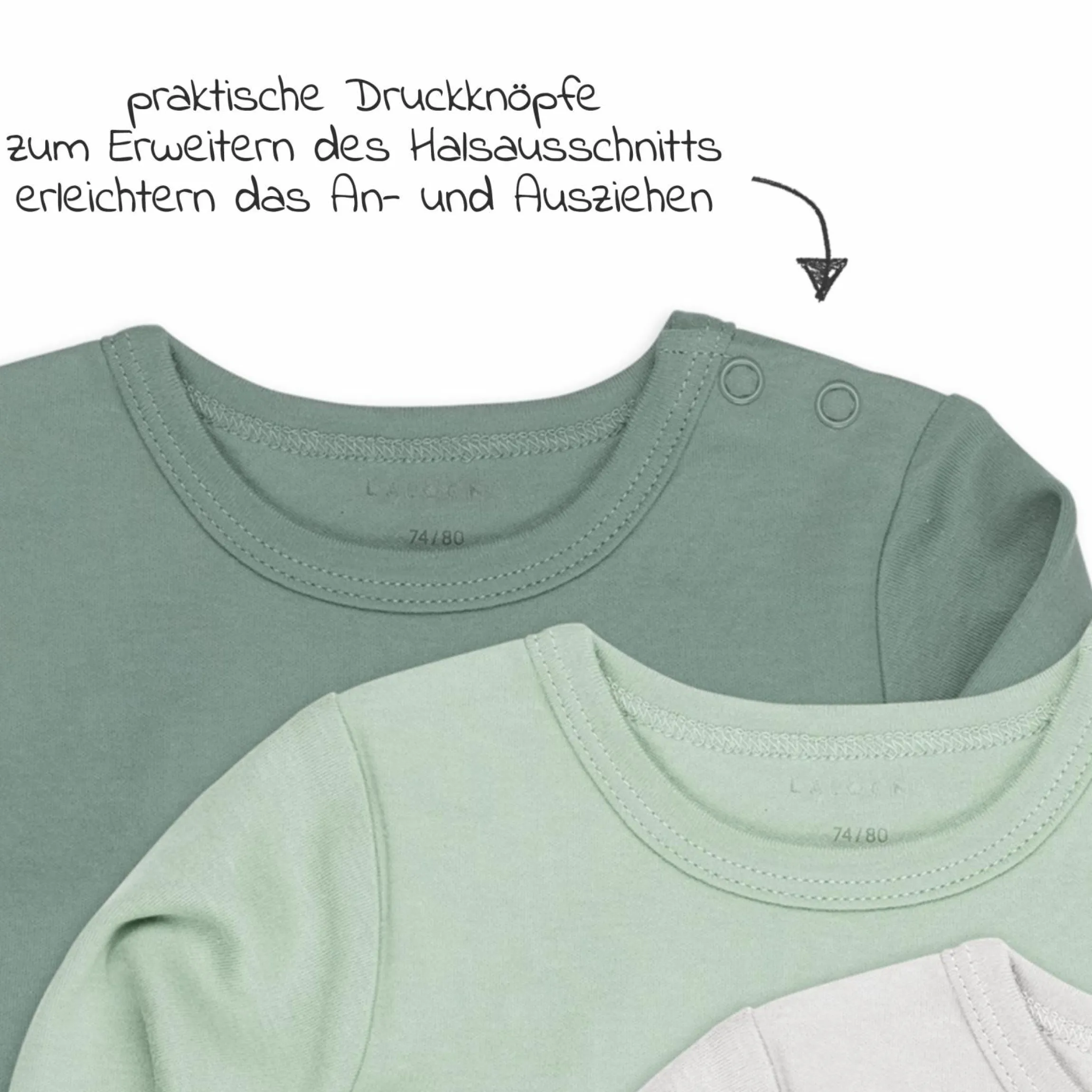 Body Langarm 3er Pack - Grün - Gr. 74/80