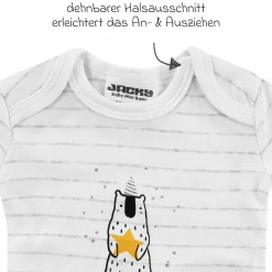 Body Langarm 4er Pack - Let's have a Party Offwhite Grau Melange - Gr. 62/68