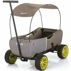 Bollerwagen Eco Mobil - faltbar mit Dach, Transportwagen & Handwagen für 2 Kinder inkl. Spielplatzdecke 2in1 - Forest Green