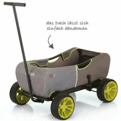 Bollerwagen Eco Mobil - faltbar mit Dach, Transportwagen & Handwagen für 2 Kinder inkl. Spielplatzdecke 2in1 - Forest Green