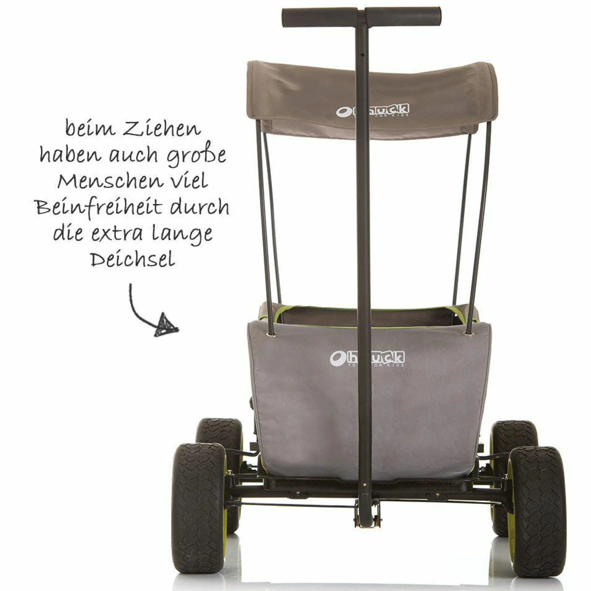 Bollerwagen Eco Mobil - faltbar mit Dach, Transportwagen & Handwagen für 2 Kinder inkl. Spielplatzdecke 2in1 - Forest Green
