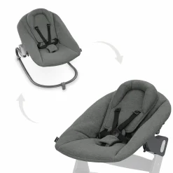 Bouncer 2in1 Premium (verstellbarer Neugeborenenaufsatz & Wippe) für Alpha & Beta Hochstuhl - Dark Grey