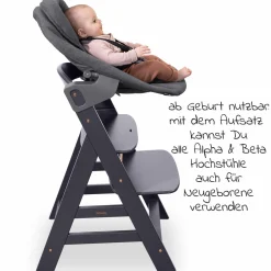 Bouncer 2in1 Premium (verstellbarer Neugeborenenaufsatz & Wippe) für Alpha & Beta Hochstuhl - Dark Grey