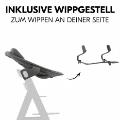 Bouncer 2in1 Premium (verstellbarer Neugeborenenaufsatz & Wippe) für Alpha & Beta Hochstuhl - Dark Grey