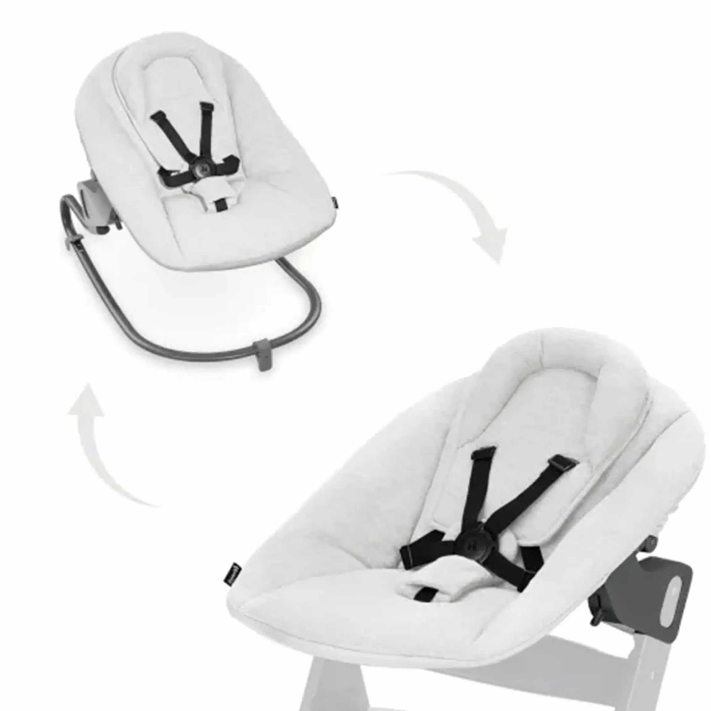 Bouncer 2in1 Premium (verstellbarer Neugeborenenaufsatz & Wippe) für Alpha & Beta Hochstuhl - Light Grey