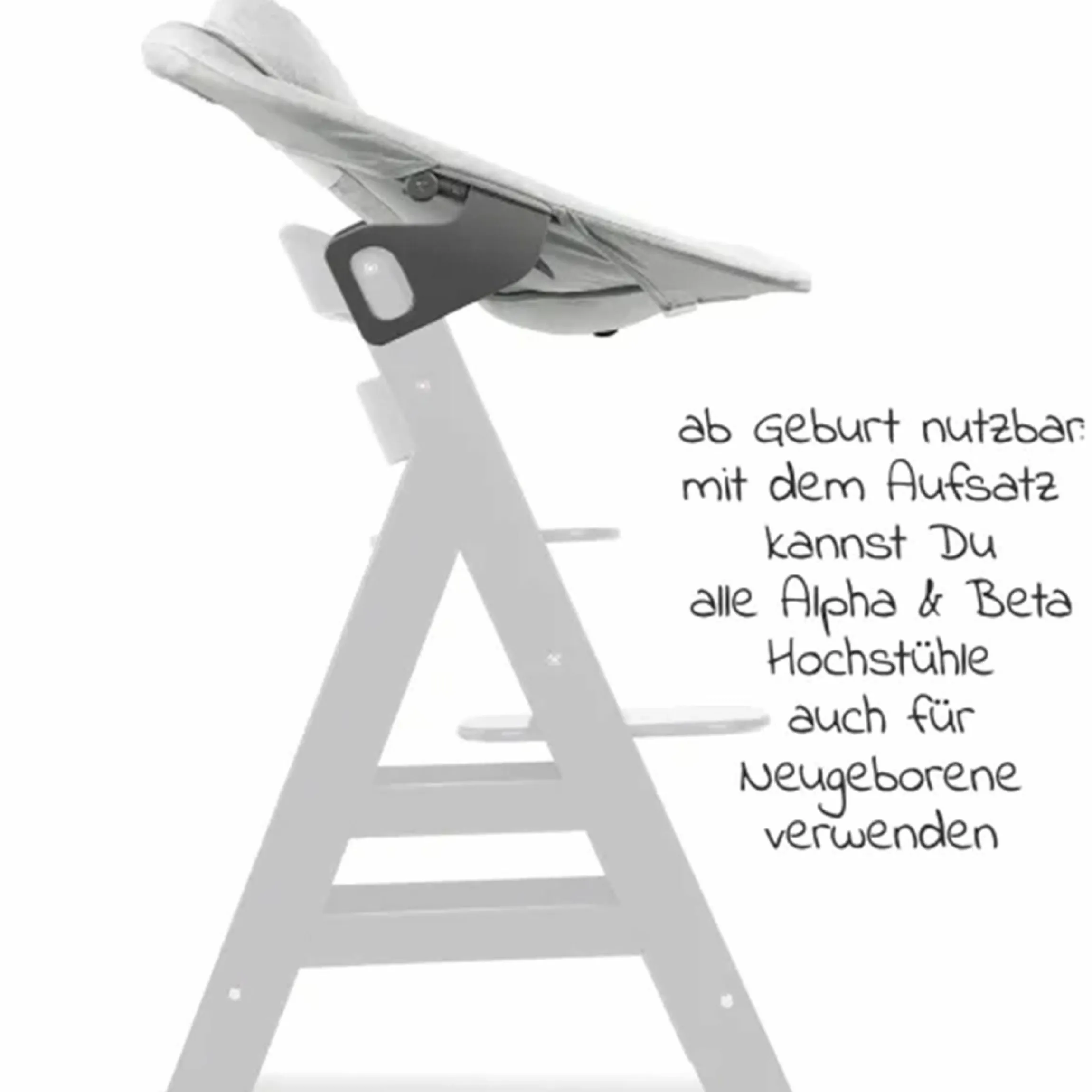 Bouncer 2in1 Premium (verstellbarer Neugeborenenaufsatz & Wippe) für Alpha & Beta Hochstuhl - Light Grey