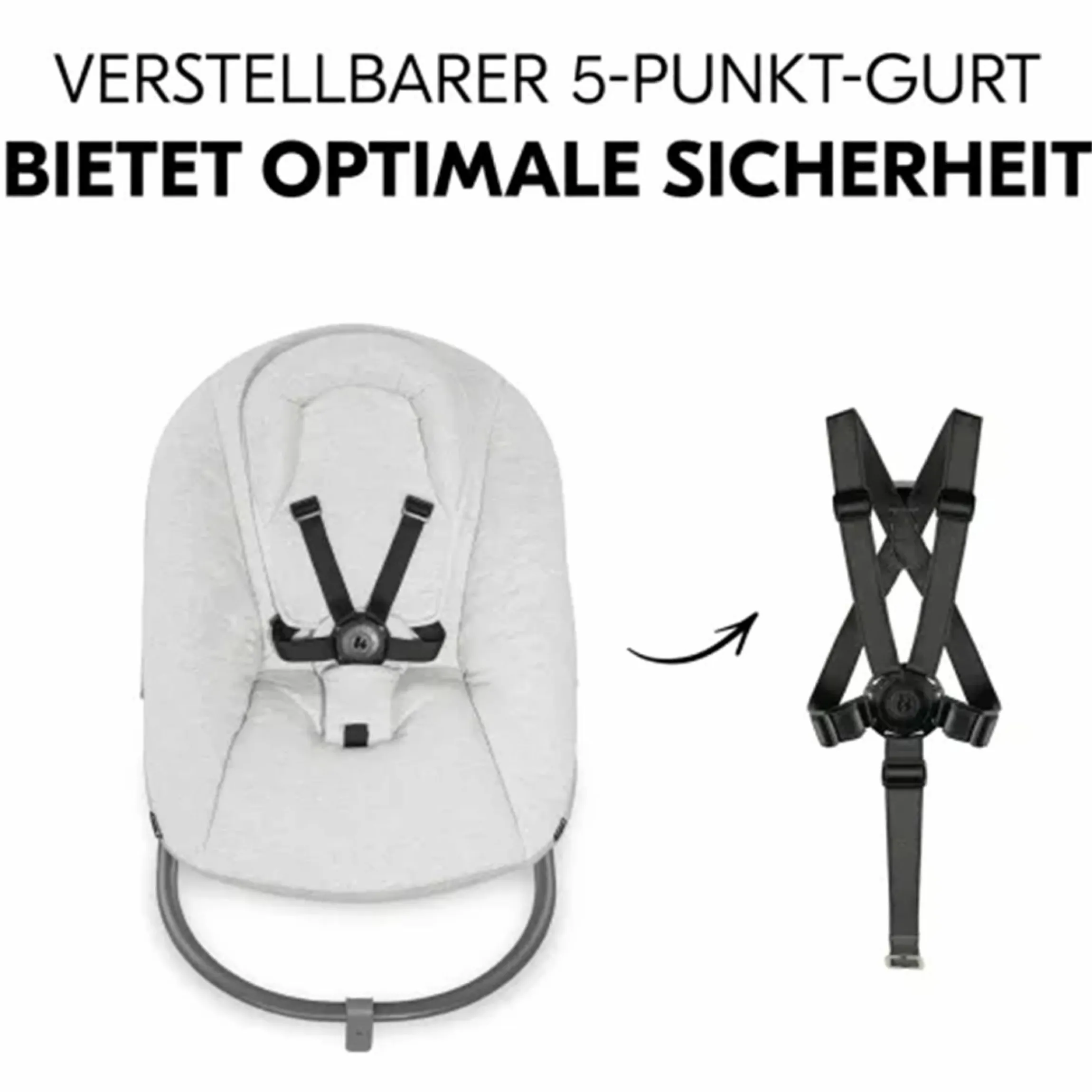 Bouncer 2in1 Premium (verstellbarer Neugeborenenaufsatz & Wippe) für Alpha & Beta Hochstuhl - Light Grey