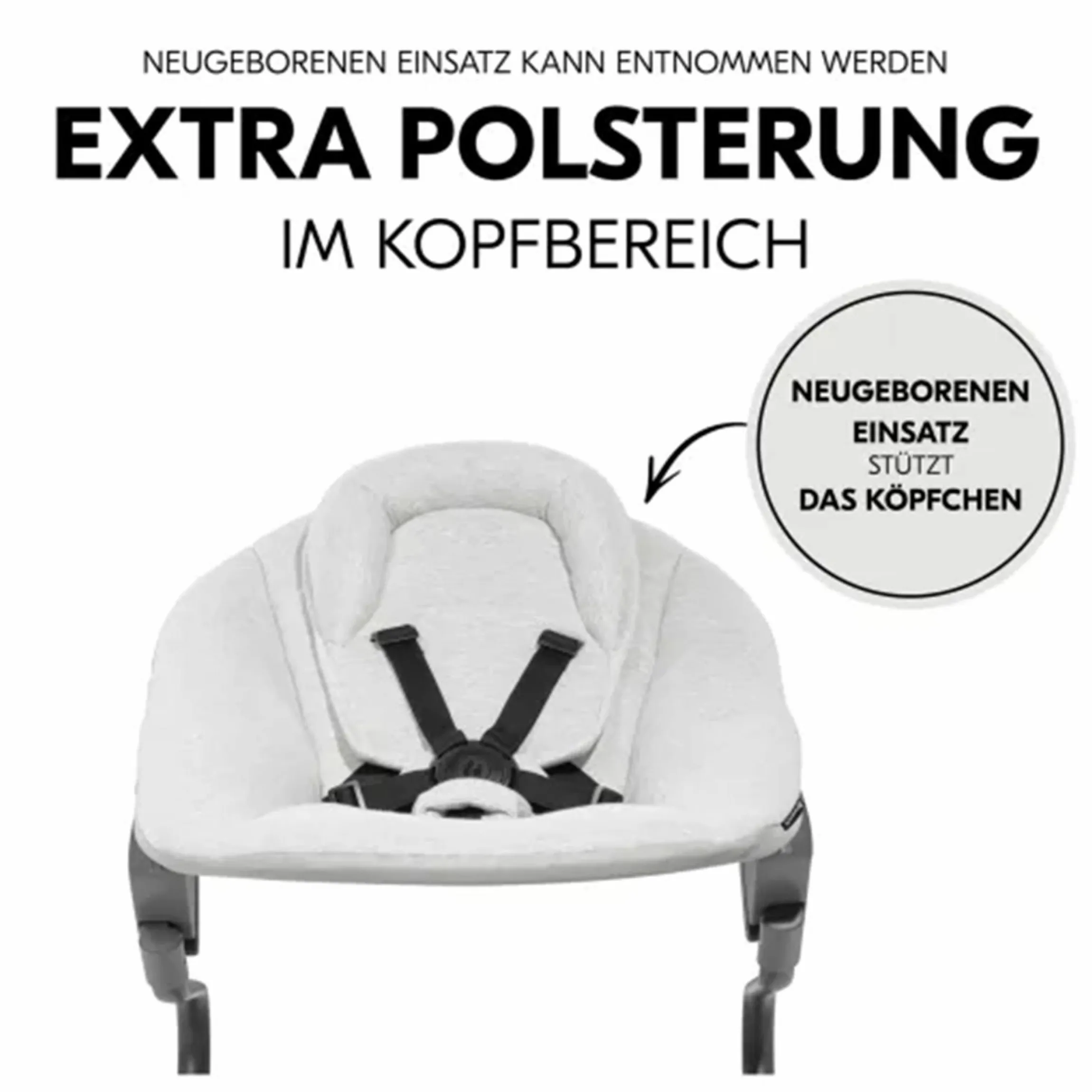 Bouncer 2in1 Premium (verstellbarer Neugeborenenaufsatz & Wippe) für Alpha & Beta Hochstuhl - Light Grey