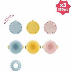 Breischale 3er Pack mit Deckel & Saugnapf