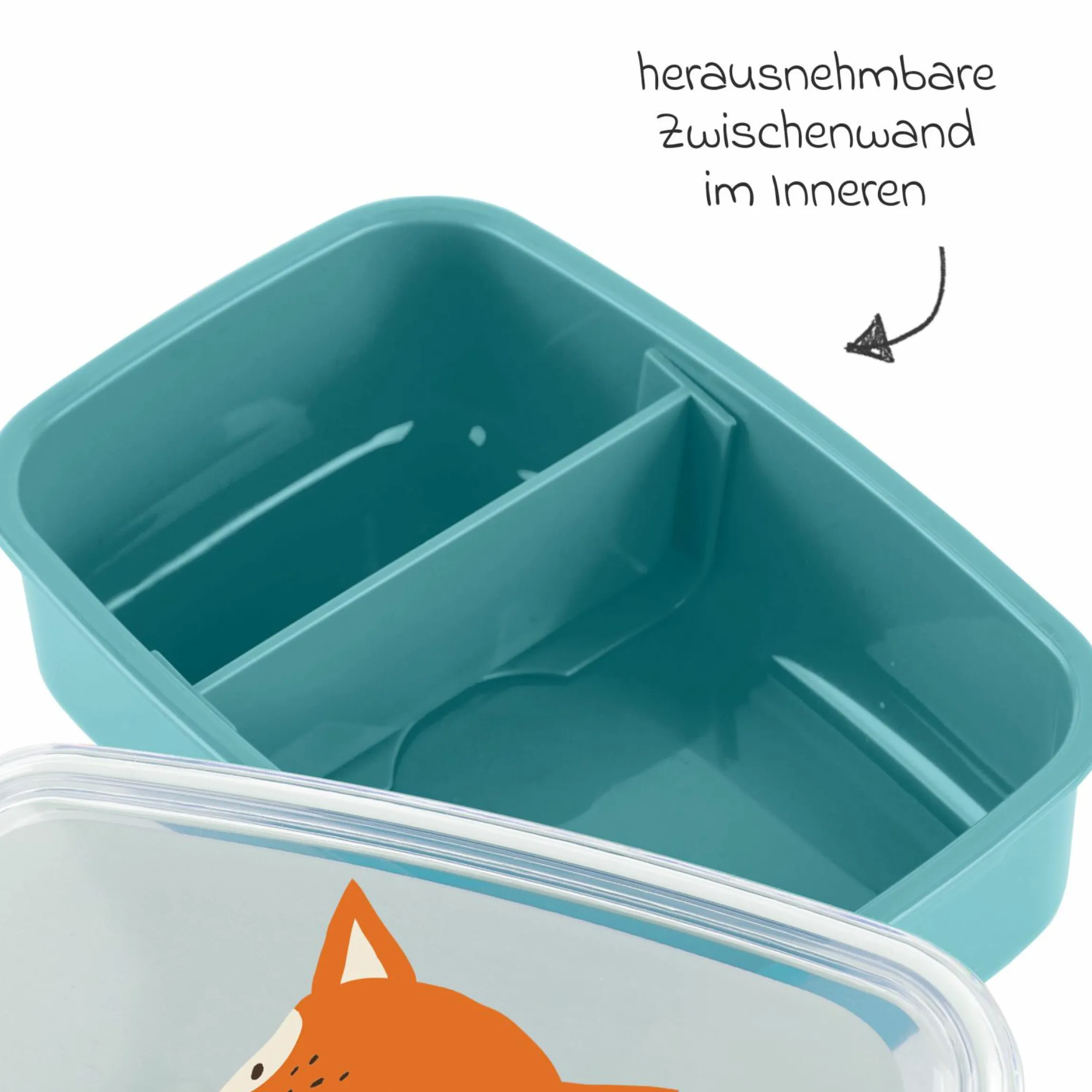 Brotdose / Lunchbox - Fuchs - Blau Orange