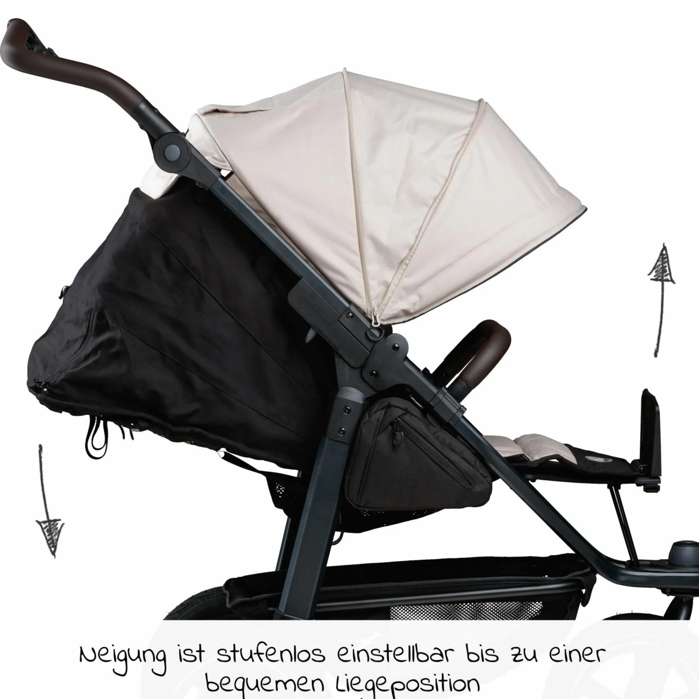 Buggy & Sportkinderwagen Mono 2 mit Luftkammerreifen inkl. Sportsitz bis 34 kg + XXL-Zamboo Zubehörpaket - Sand