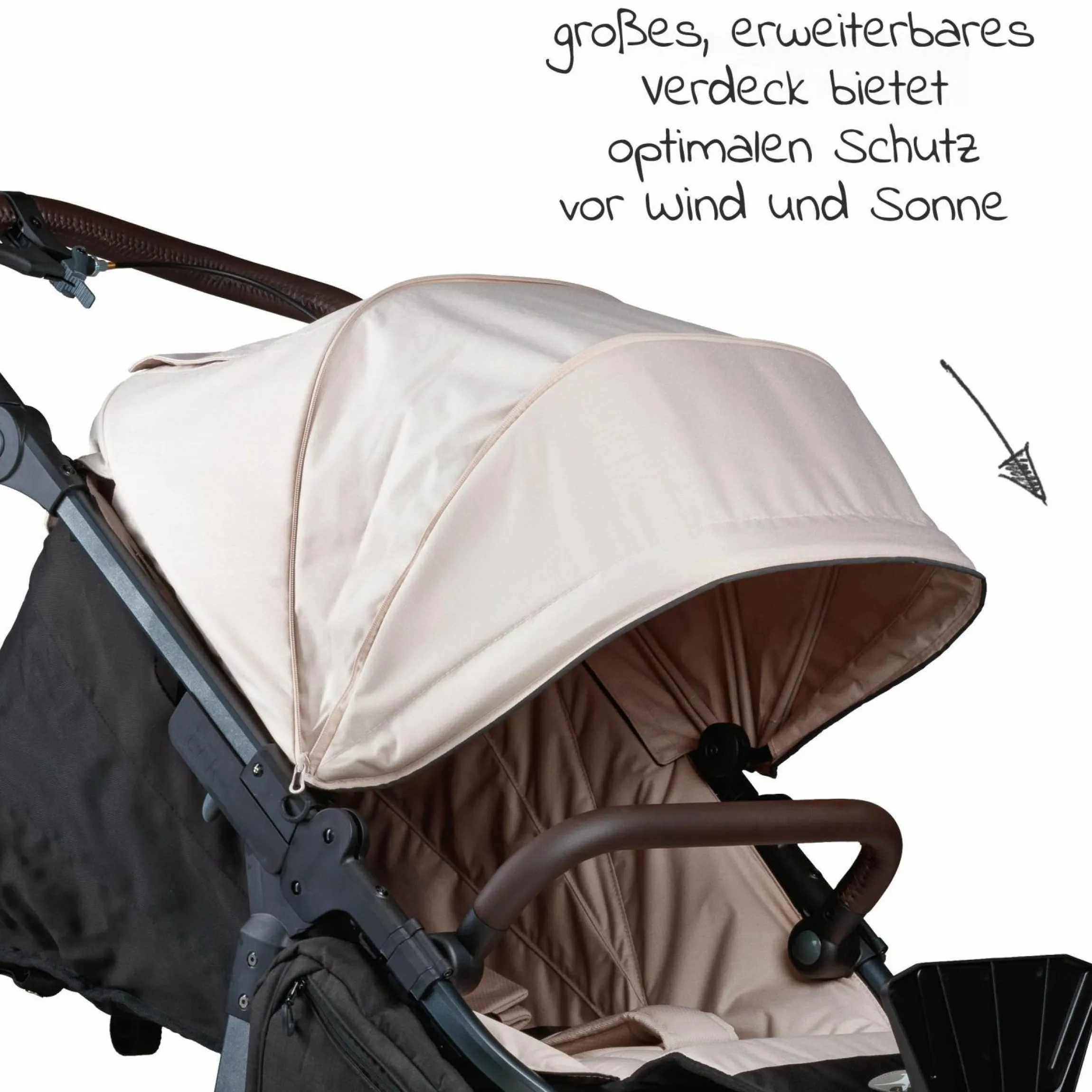 Buggy & Sportkinderwagen Mono 2 mit Luftkammerreifen inkl. Sportsitz bis 34 kg + XXL-Zamboo Zubehörpaket - Sand