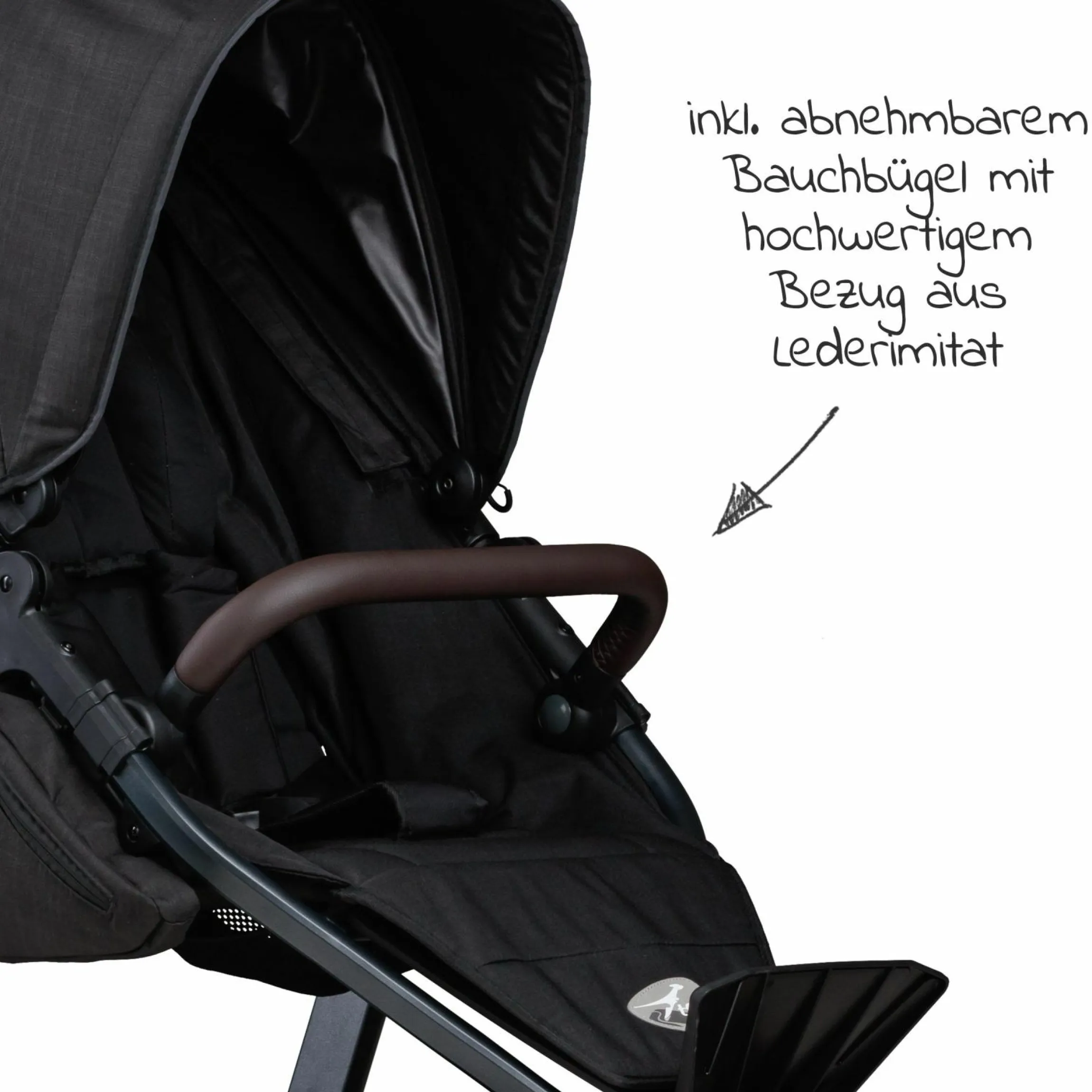 Buggy & Sportkinderwagen Mono 2 mit Luftkammerreifen inkl. Sportsitz bis 34 kg + XXL-Zamboo Zubehörpaket - Schwarz