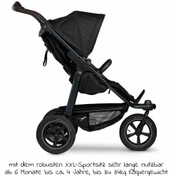 Buggy & Sportkinderwagen Mono 2 mit Luftreifen inkl. Sportsitz bis 34 kg + XXL-Zamboo Zubehörpaket - Schwarz