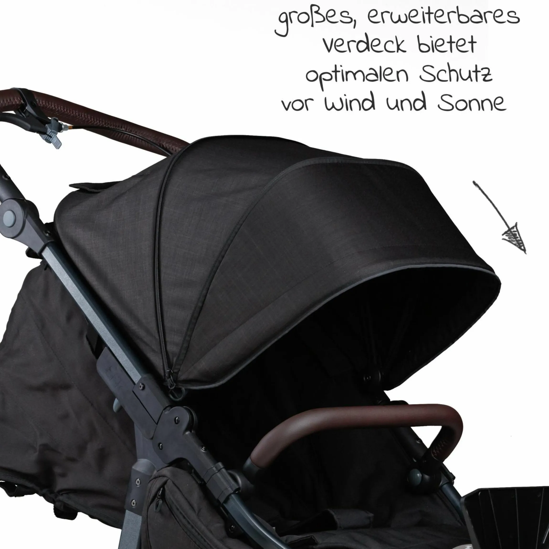 Buggy & Sportkinderwagen Mono 2 mit Luftreifen inkl. Sportsitz bis 34 kg + XXL-Zamboo Zubehörpaket - Schwarz