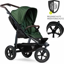 Buggy & Sportkinderwagen Mono 2 mit Luftreifen inkl. Sportsitz bis 34 kg + XXL-Zamboo Zubehörpaket - Olive