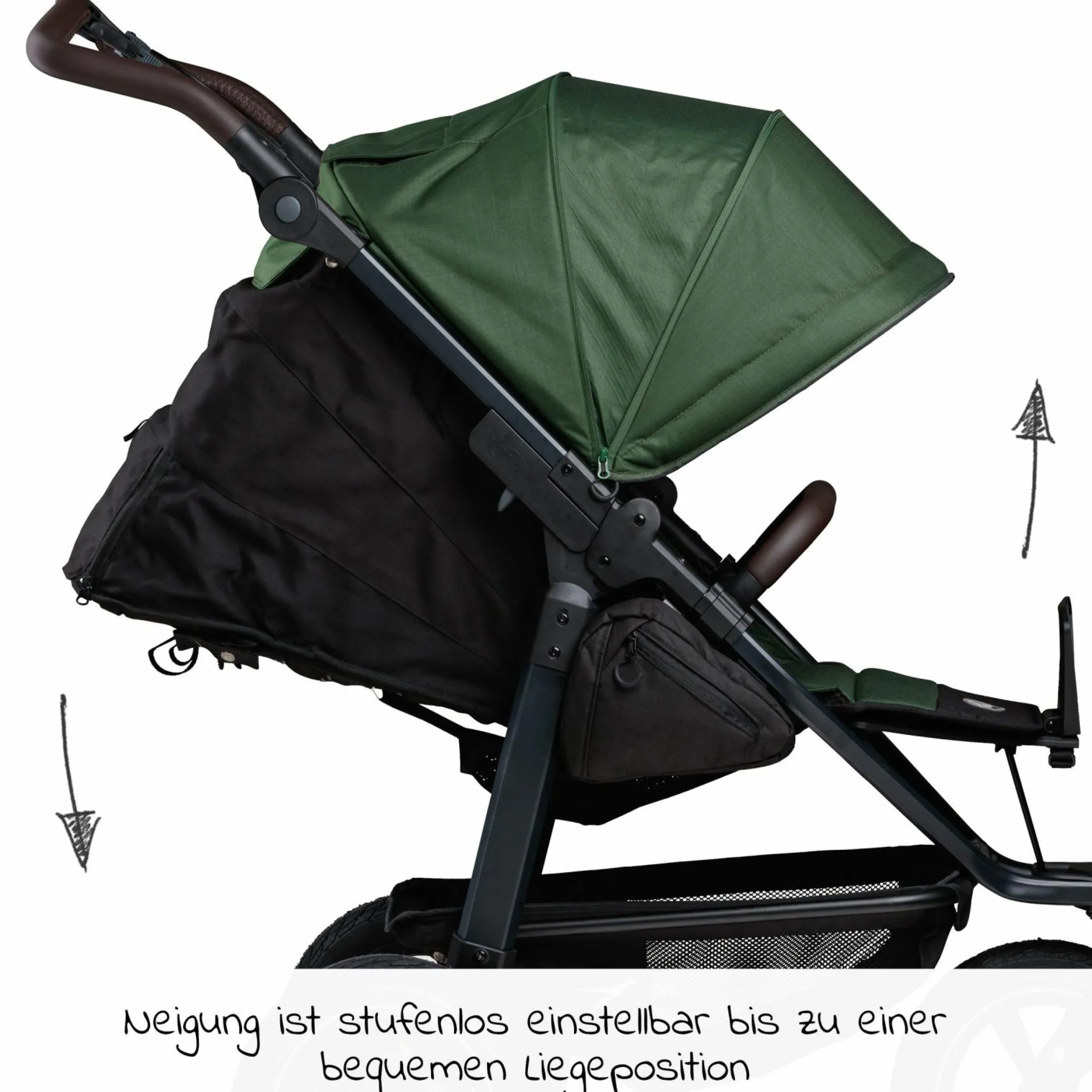 Buggy & Sportkinderwagen Mono 2 mit Luftreifen inkl. Sportsitz bis 34 kg + XXL-Zamboo Zubehörpaket - Olive