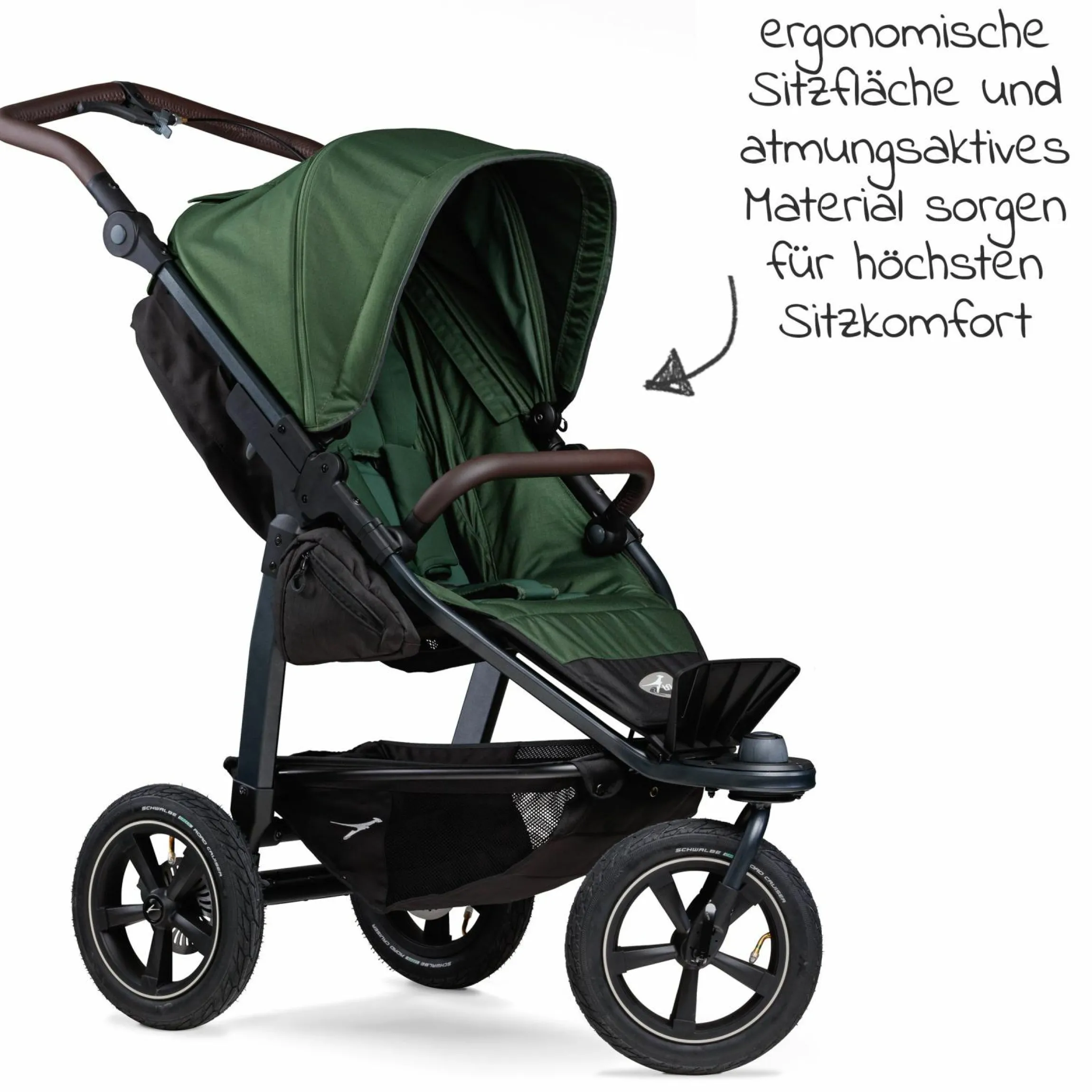 Buggy & Sportkinderwagen Mono 2 mit Luftreifen inkl. Sportsitz bis 34 kg + XXL-Zamboo Zubehörpaket - Olive