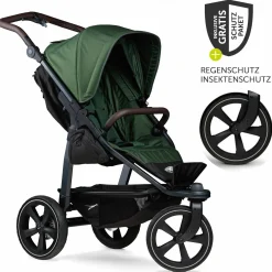 Buggy & Sportkinderwagen Mono 2 mit Luftkammerreifen inkl. Sportsitz bis 34 kg + XXL-Zamboo Zubehörpaket - Olive
