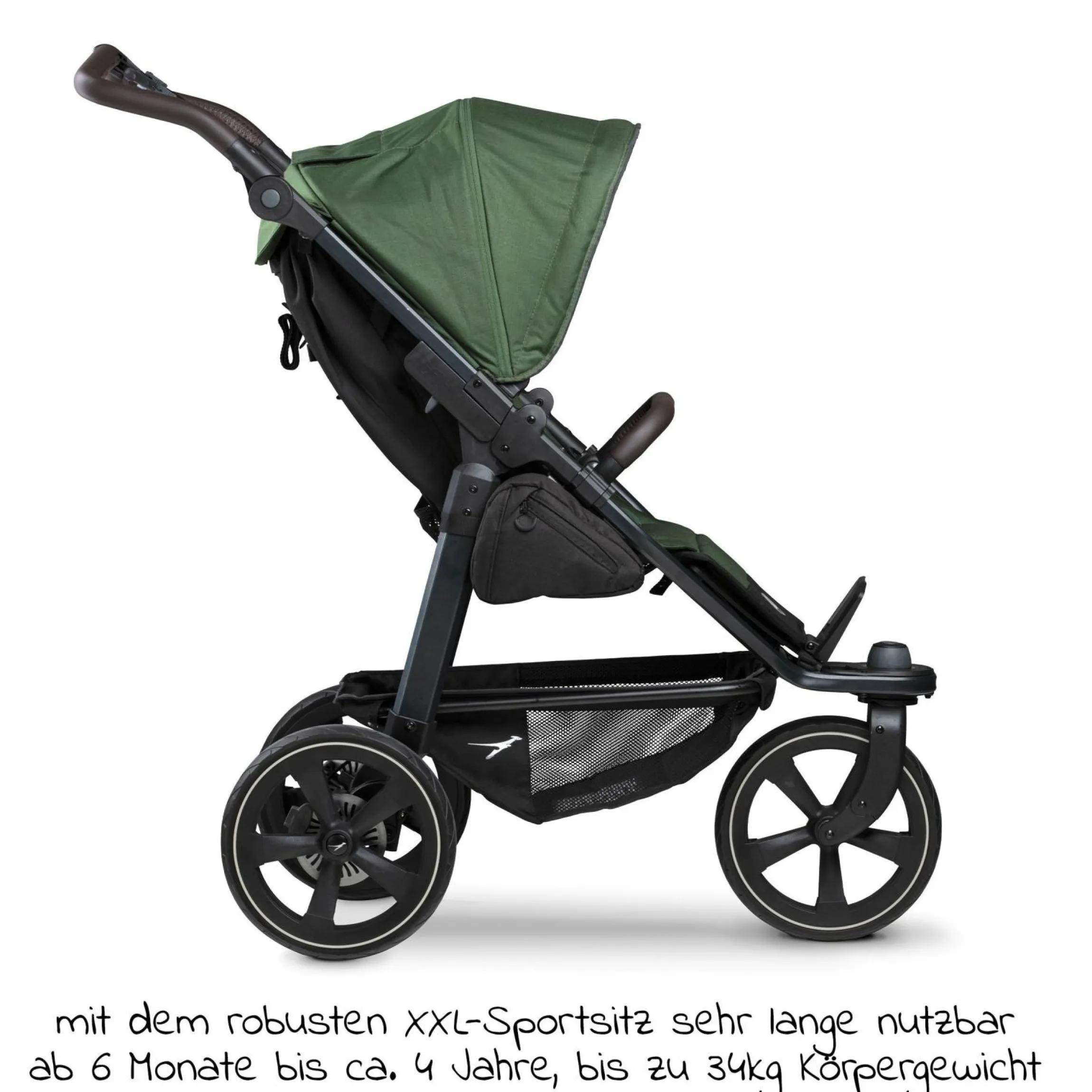 Buggy & Sportkinderwagen Mono 2 mit Luftkammerreifen inkl. Sportsitz bis 34 kg + XXL-Zamboo Zubehörpaket - Olive