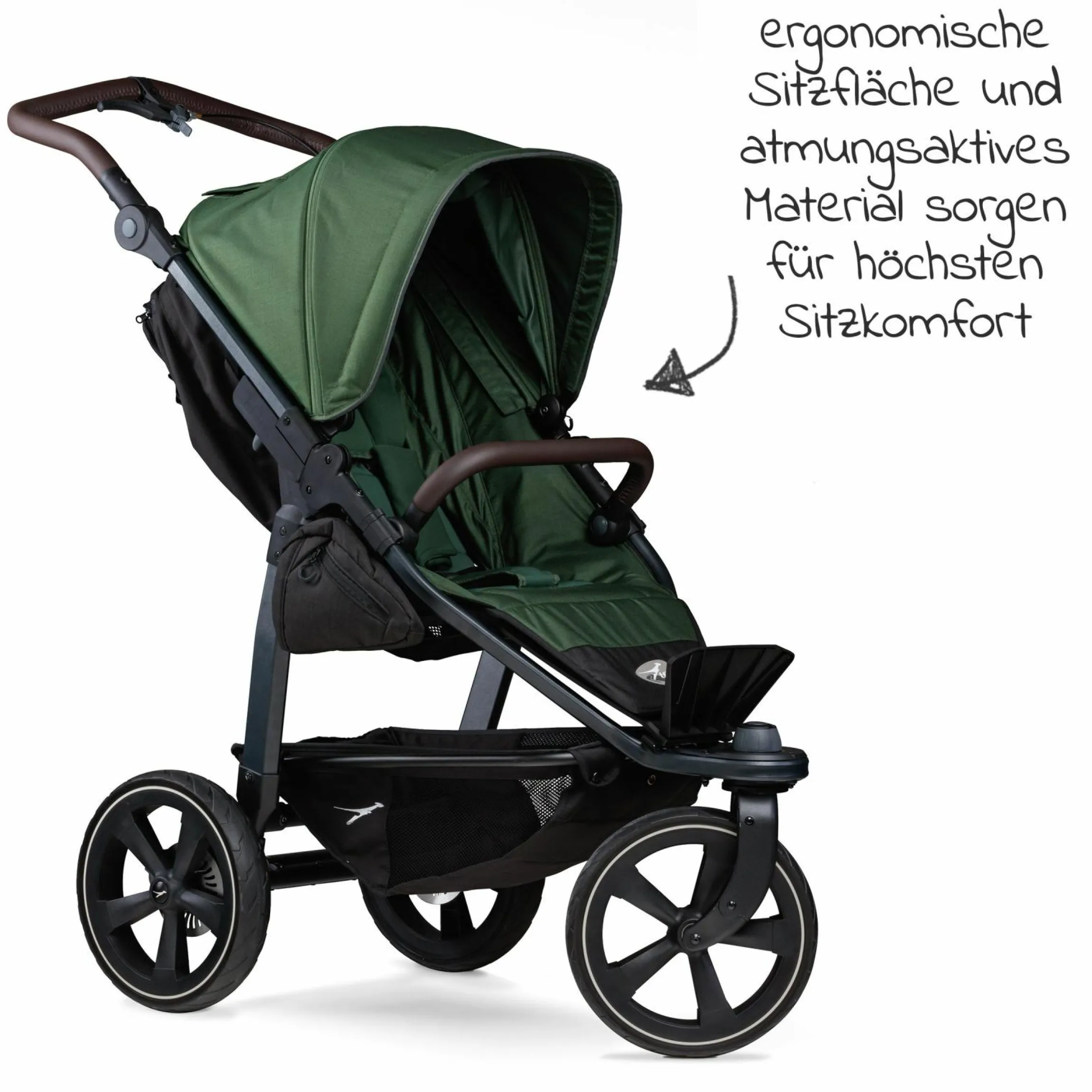 Buggy & Sportkinderwagen Mono 2 mit Luftkammerreifen inkl. Sportsitz bis 34 kg + XXL-Zamboo Zubehörpaket - Olive