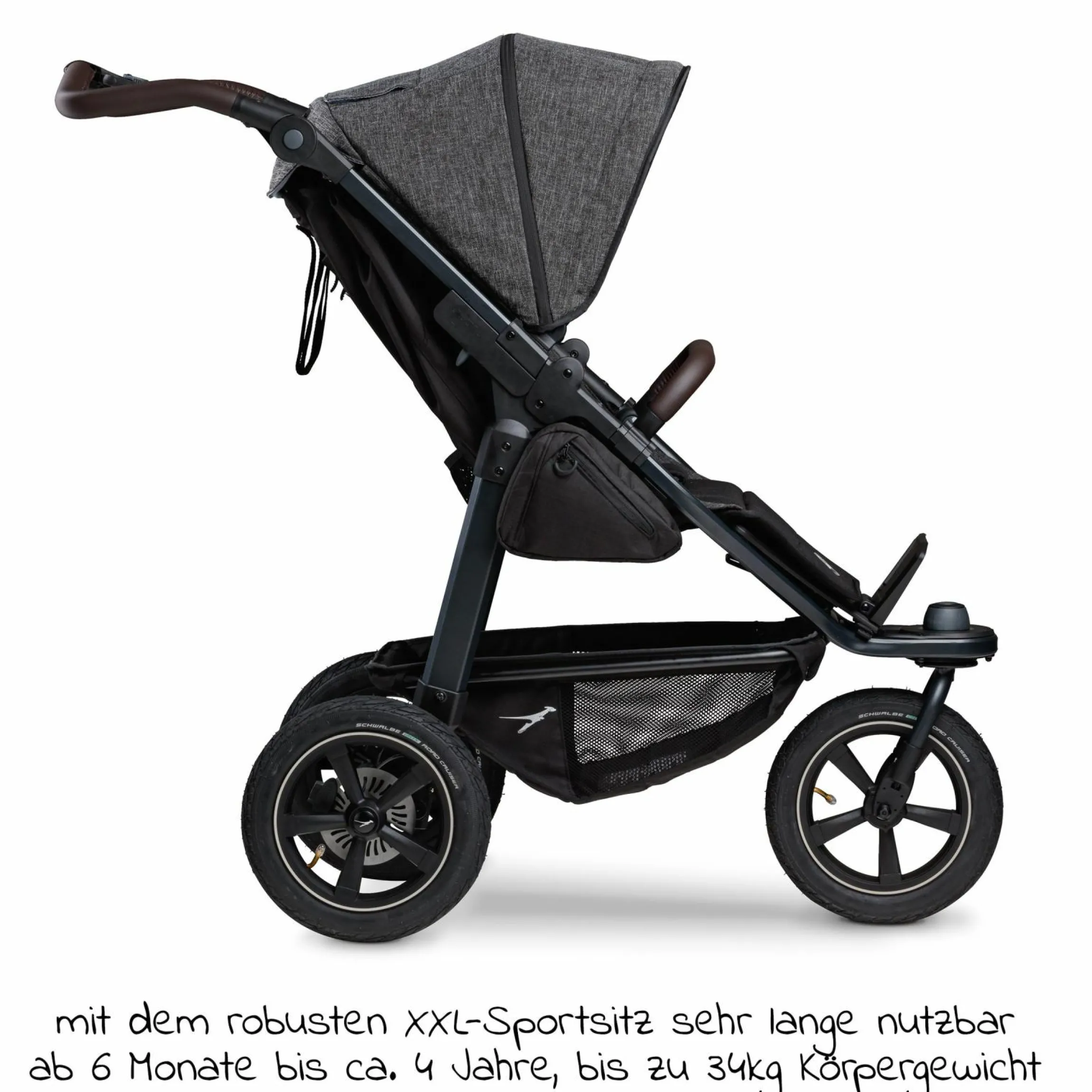 Buggy & Sportkinderwagen Mono 2 mit Luftreifen inkl. Gratis Mamaboard - mit Sportsitz bis 34 kg - Premium Anthrazit