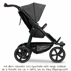 Buggy & Sportkinderwagen Mono 2 mit Luftkammerreifen inkl. Gratis Mamaboard - mit Sportsitz bis 34 kg - Premium Anthrazit