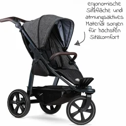 Buggy & Sportkinderwagen Mono 2 mit Luftkammerreifen inkl. Gratis Mamaboard - mit Sportsitz bis 34 kg - Premium Anthrazit