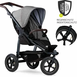 Buggy & Sportkinderwagen Mono 2 mit Luftreifen inkl. Sportsitz bis 34 kg + XXL-Zamboo Zubehörpaket - Premium Grau