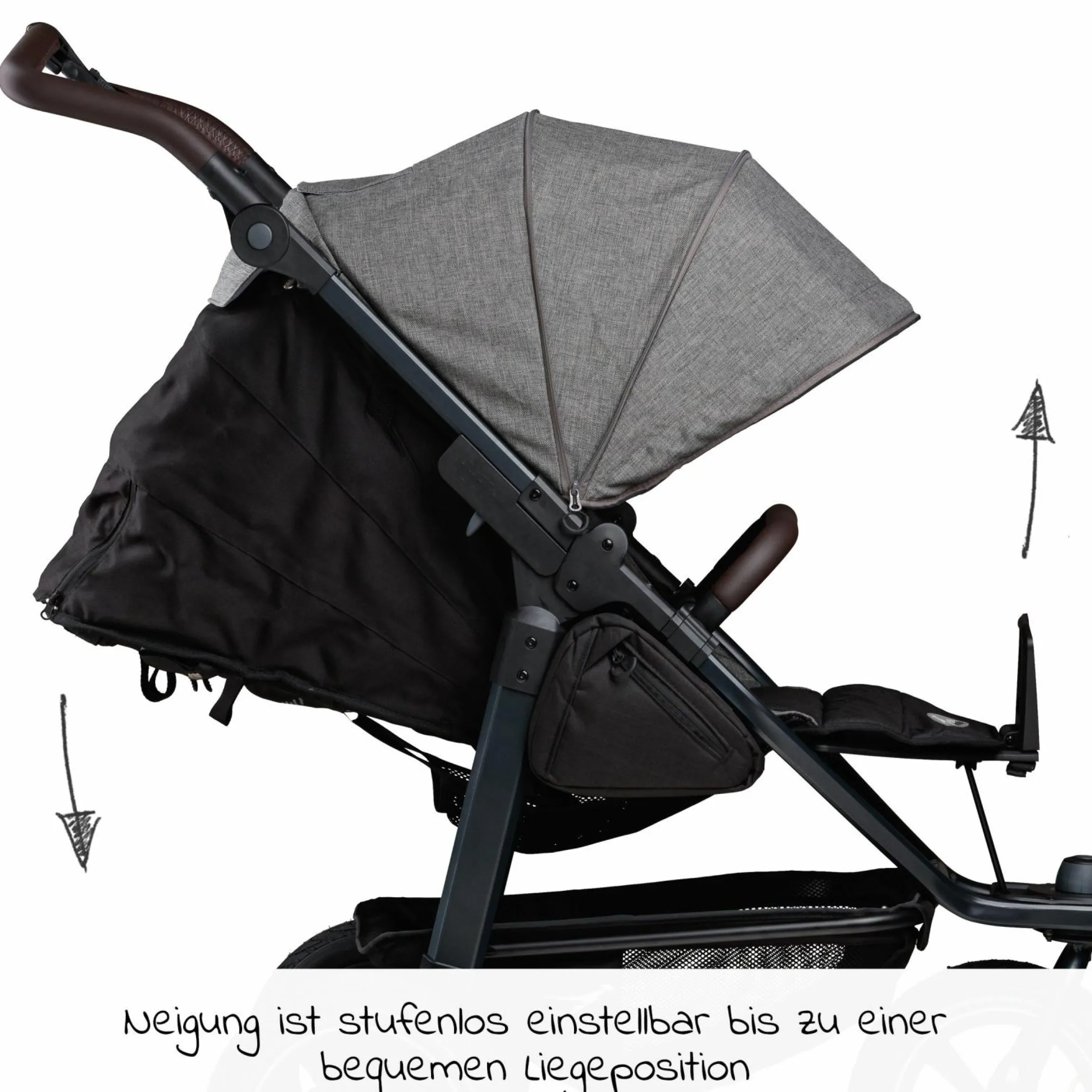Buggy & Sportkinderwagen Mono 2 mit Luftreifen inkl. Sportsitz bis 34 kg + XXL-Zamboo Zubehörpaket - Premium Grau