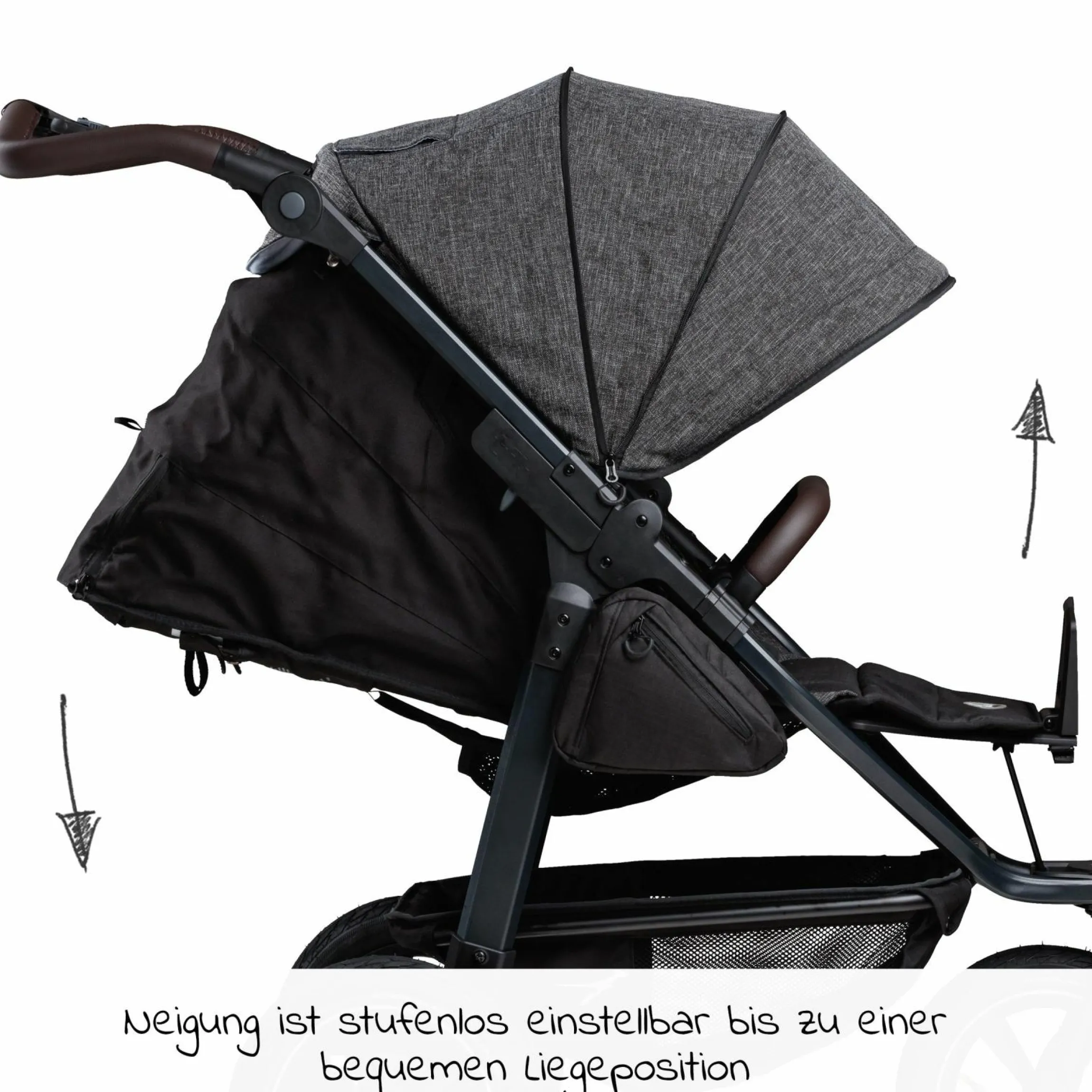 Buggy & Sportkinderwagen Mono 2 mit Luftkammerreifen Sportsitz bis 34 kg + XXL-Zamboo Zubehörpaket - Premium Anthrazit