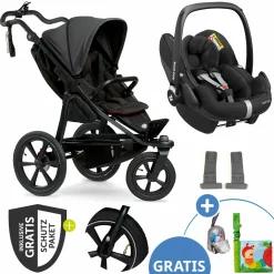 Buggy & Sportkinderwagen Pro mit Luftreifen inkl. Sportsitz bis 34 kg inkl. Maxi-Cosi Pebble Pro, Handyhalter, Getränkeflasche, Schnullertasche, Buggybuch & XXL Zubehörpaket - Anthrazit - Kollektion 2024