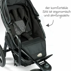 Buggy & Sportkinderwagen Pro mit Luftreifen inkl. Sportsitz bis 34 kg inkl. Handyhalter, Getränkeflasche, Schnullertasche, Buggybuch & XXL Zubehörpaket - Anthrazit - Kollektion 2024