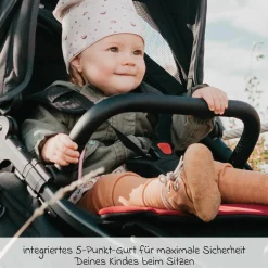 Buggy & Sportkinderwagen Pro mit Luftreifen inkl. Sportsitz bis 34 kg inkl. Handyhalter, Getränkeflasche, Schnullertasche, Buggybuch & XXL Zubehörpaket - Anthrazit - Kollektion 2024