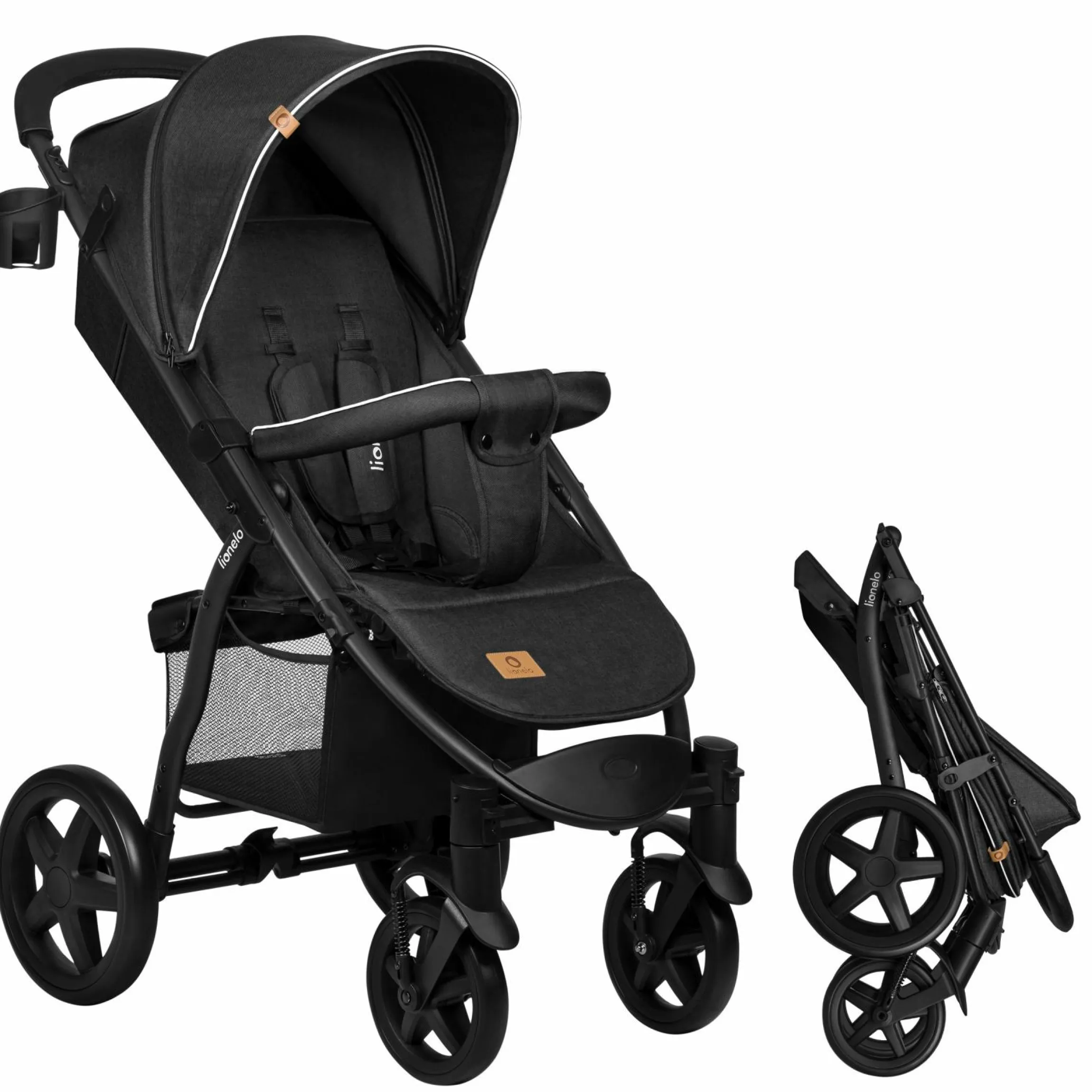 Buggy & Sportwagen Annet Plus bis 22 kg mit Liegefunktion Beindecke, Insektenschutz & Getränkehalter - Black Carbon