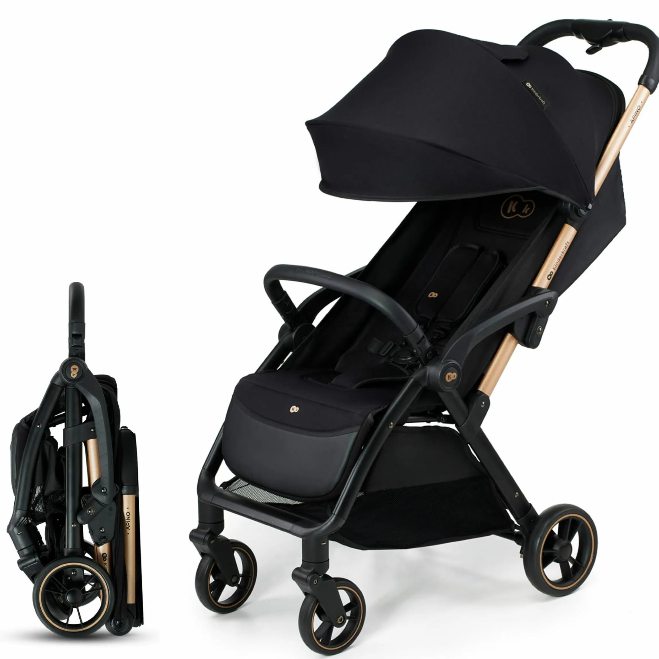Buggy & Sportwagen APINO bis 24 kg mit Auto Fold, Liegeposition nur 7,5 kg - Raven Black