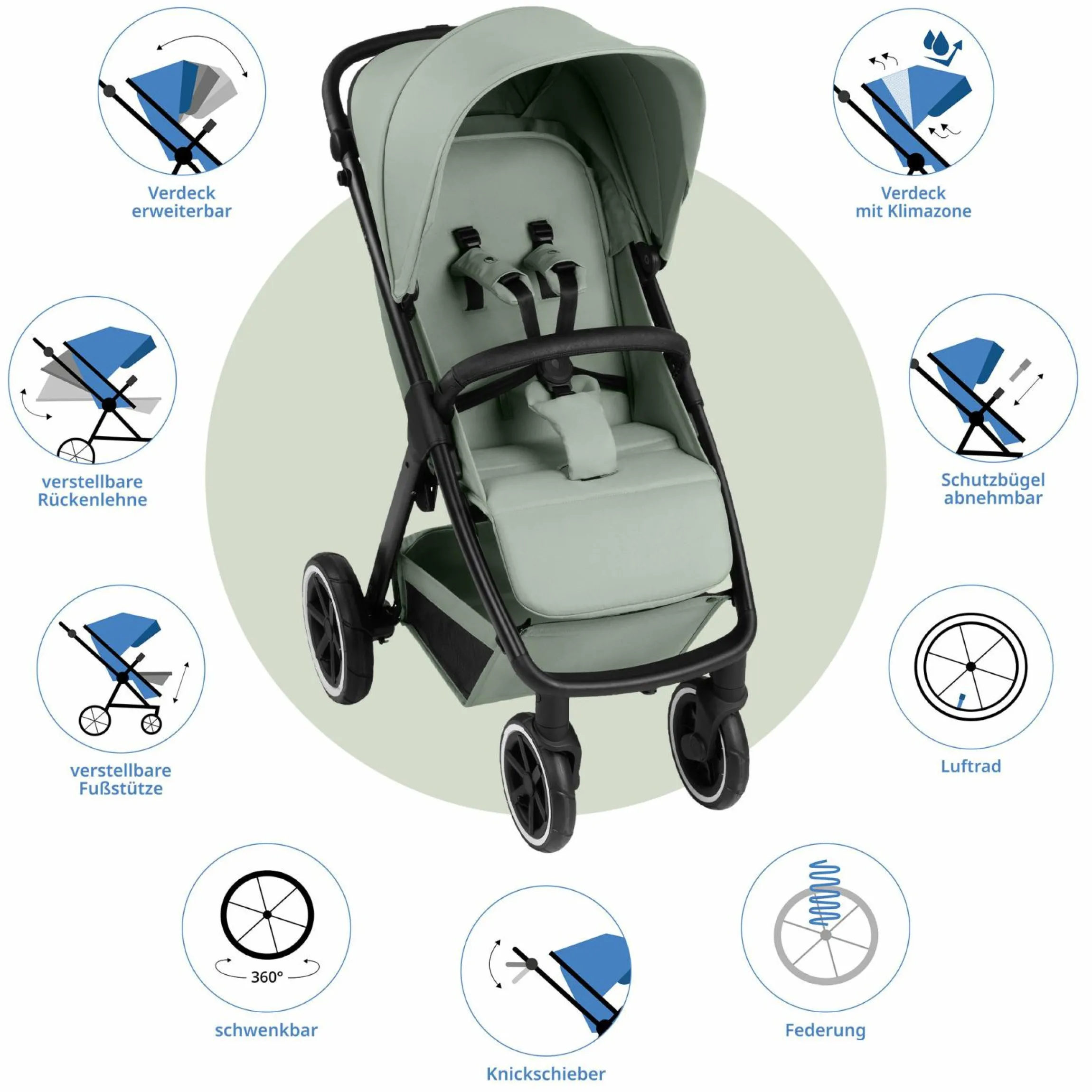 Buggy & Sportwagen Avus 2 Air mit Lufträdern, Einhand-Faltung und höhenverstellbarem Schieber - Pine - Kollektion 2025