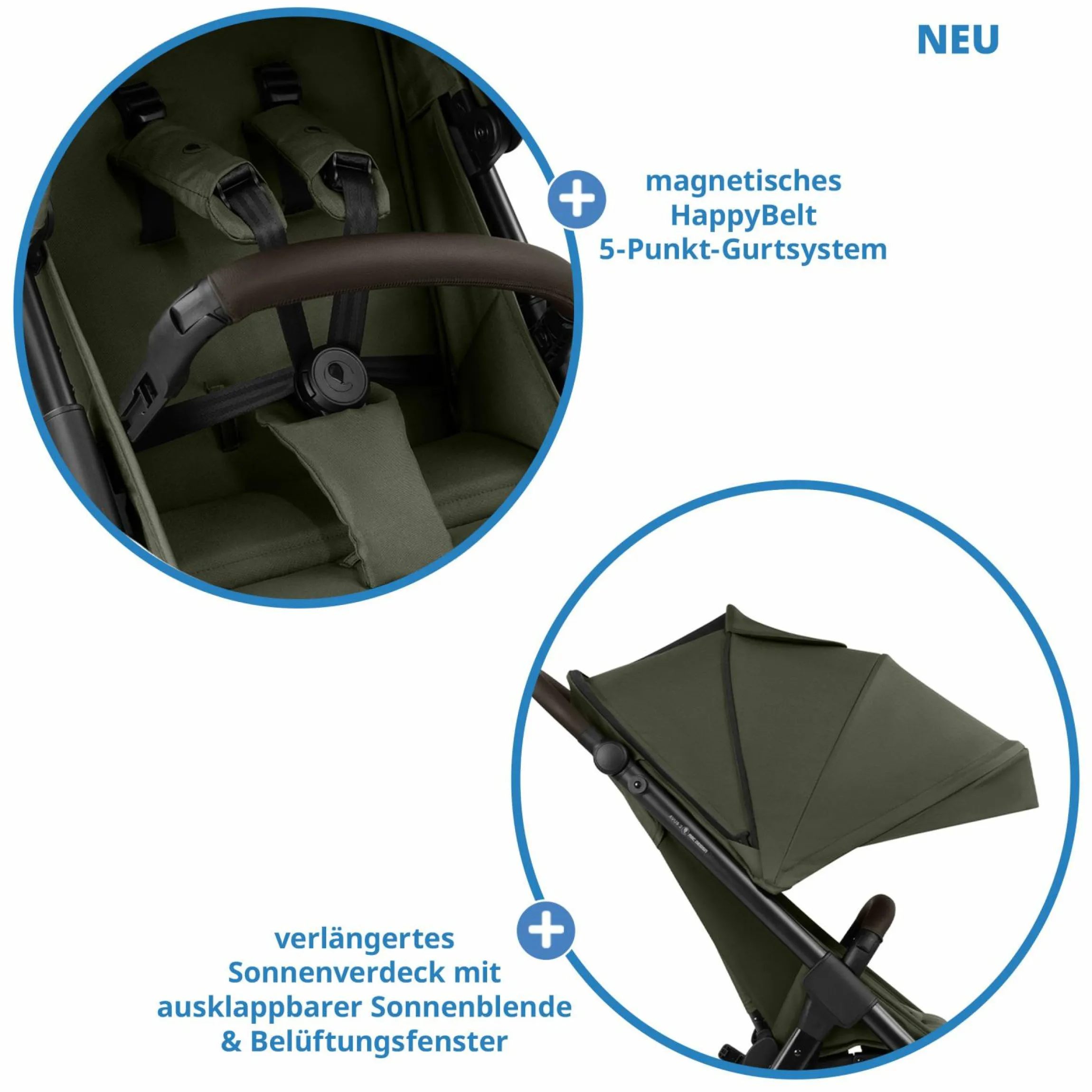 Buggy & Sportwagen Avus 2 mit Einhand-Faltung und höhenverstellbarem Schieber - Pure - Avocado - Kollektion 2025