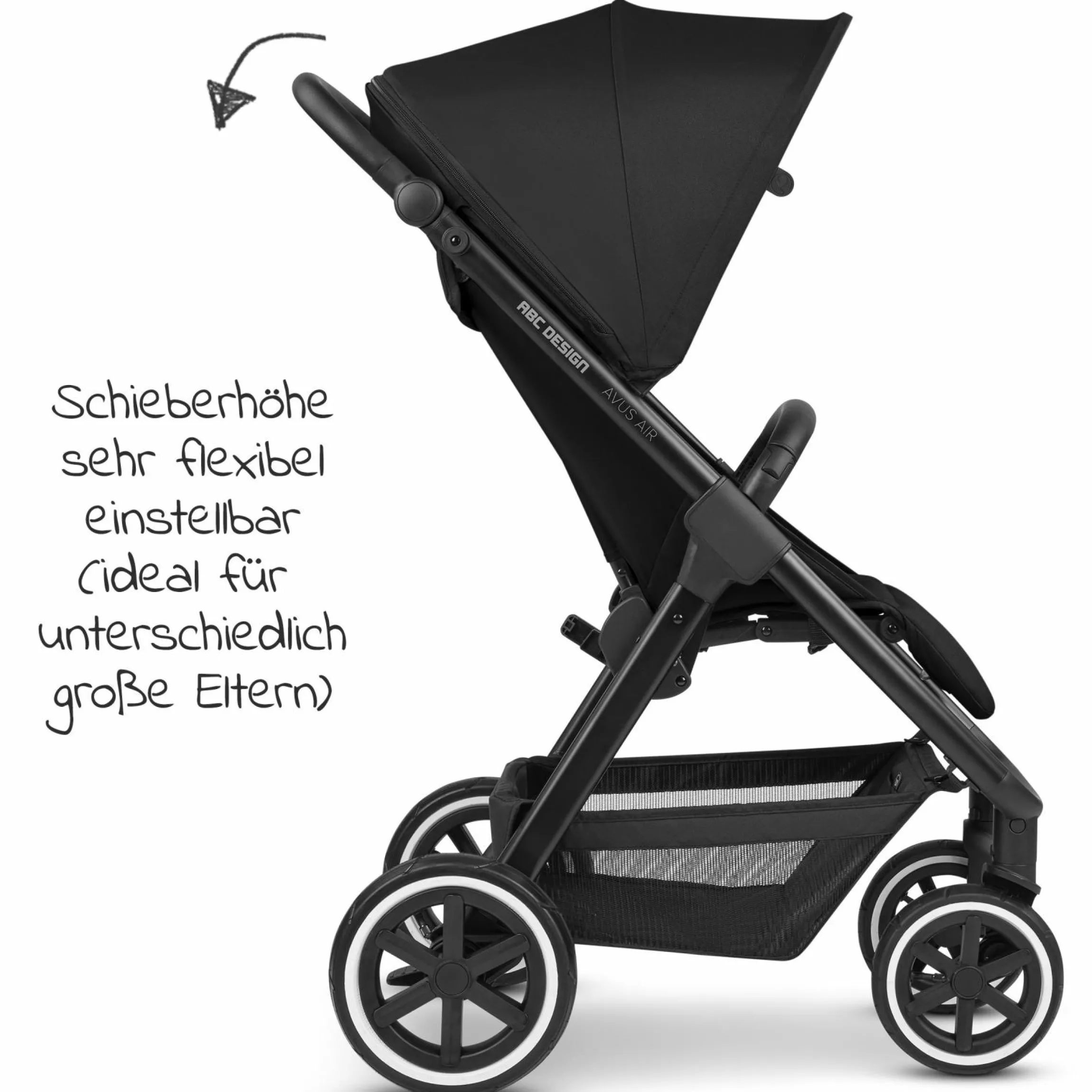 Buggy & Sportwagen Avus Air mit Lufträdern - Einhand-Faltung und höhenverstellbarem Schieber (bis 25 kg belastbar) - Ink - Kollektion 2024