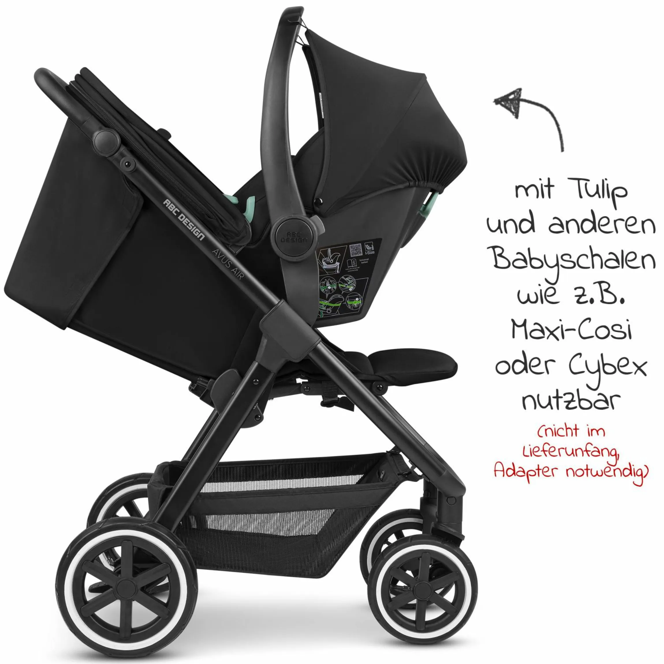 Buggy & Sportwagen Avus Air mit Lufträdern - Einhand-Faltung und höhenverstellbarem Schieber (bis 25 kg belastbar) - Ink - Kollektion 2024