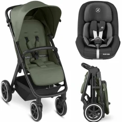Buggy & Sportwagen Avus Air inkl. Reboarder Pearl Pro 2 - mit Lufträdern, Einhand-Faltung und höhenverstellbarem Schieber (bis 25 kg belastbar) - Olive